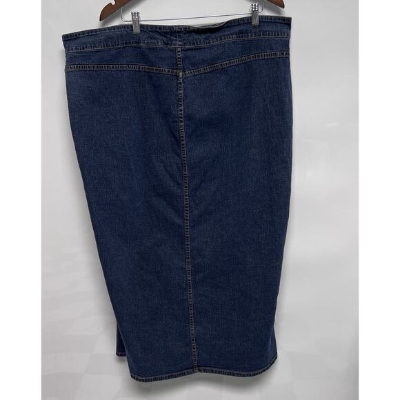VTG 90s Y2K Paris Blues Denim Maxi Skirt Plus Size 23 3X Blue Stretch Hippie - Picture 4 of 11